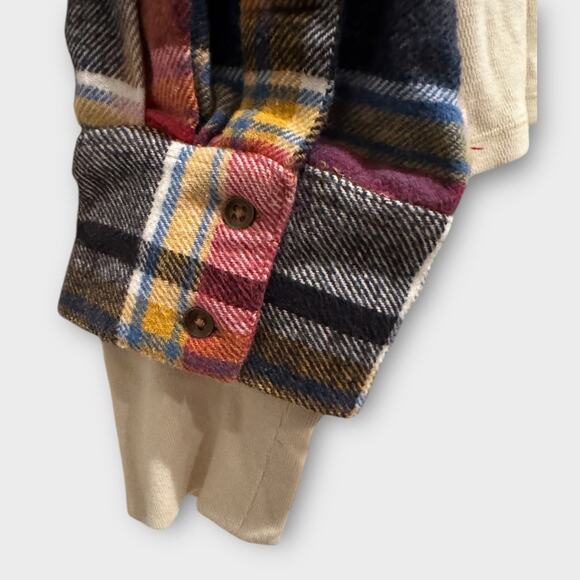 FREE PEOPLE Isabelle Plaid Trim Thermal Henley In Mink Combo Size Large - Picture 8 of 12